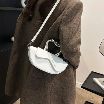 Solid PU Shoulder Bag with Hasp Compartment