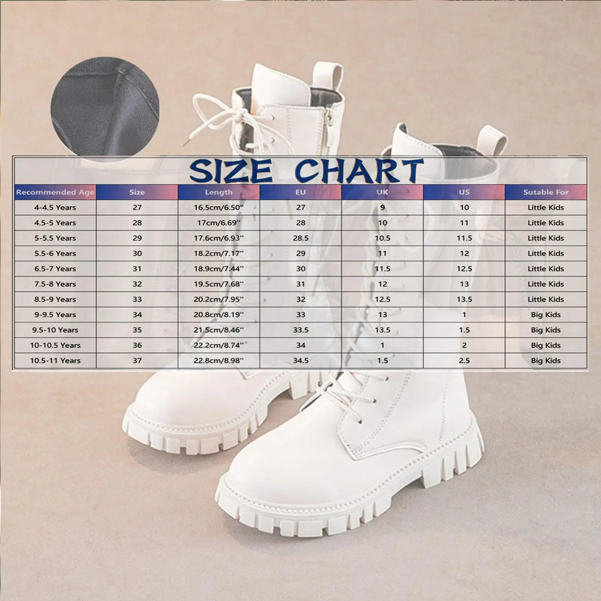 Punk Gothic Mid-Calf Combat Boots for Girls