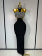 Black Bodycon Bandage Dress with Sparkly Crystals
