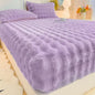 Fluffy Plush Fitted Bed Sheet Rabbit Fleece Solid Color