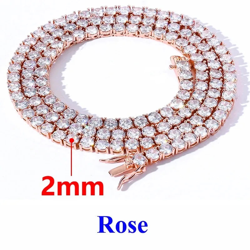 Moissanite Tennis Bracelet 2-6.5mm Rose Gold Silver