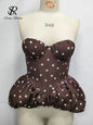 SINGREINY Floral Print Sleeveless Corset Blouse