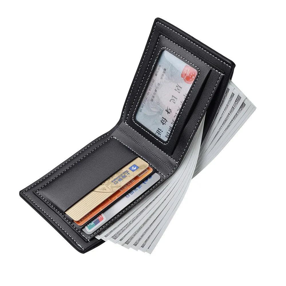 PU Leather Short Wallet for Men in Thin Folding Design