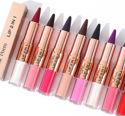 Waterproof Matte Black Lipstick and Lipgloss Duo