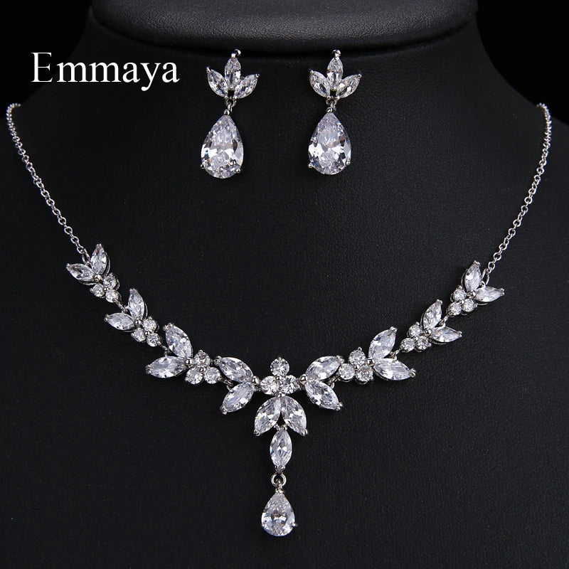 Emmaya Jewelry Set for Women Cubic Zirconia Earrings and Necklace