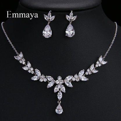 Emmaya Jewelry Set for Women Cubic Zirconia Earrings and Necklace