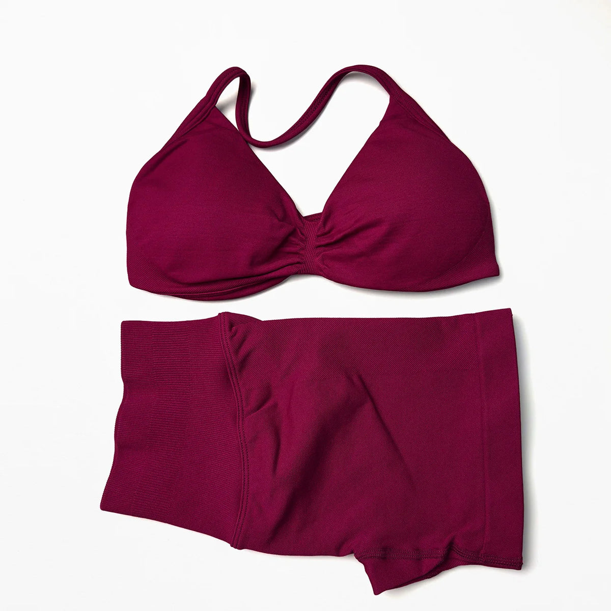 Seamless Strappy Yoga Bra and Scrunch Butt Shorts Set