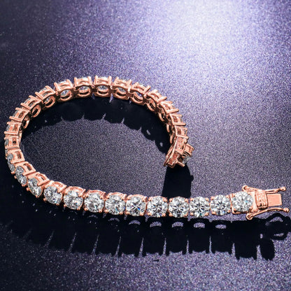 Moissanite Tennis Bracelet 2-6.5mm Rose Gold Silver