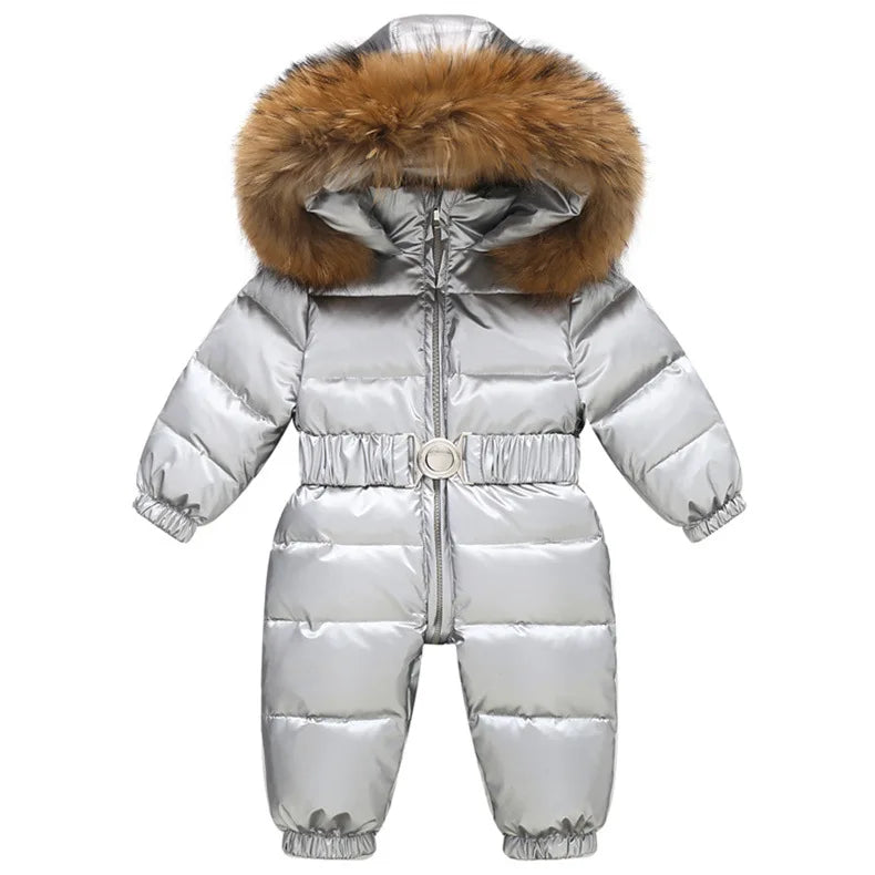 Children's Waterproof Hooded Down Snowsuit for Winter