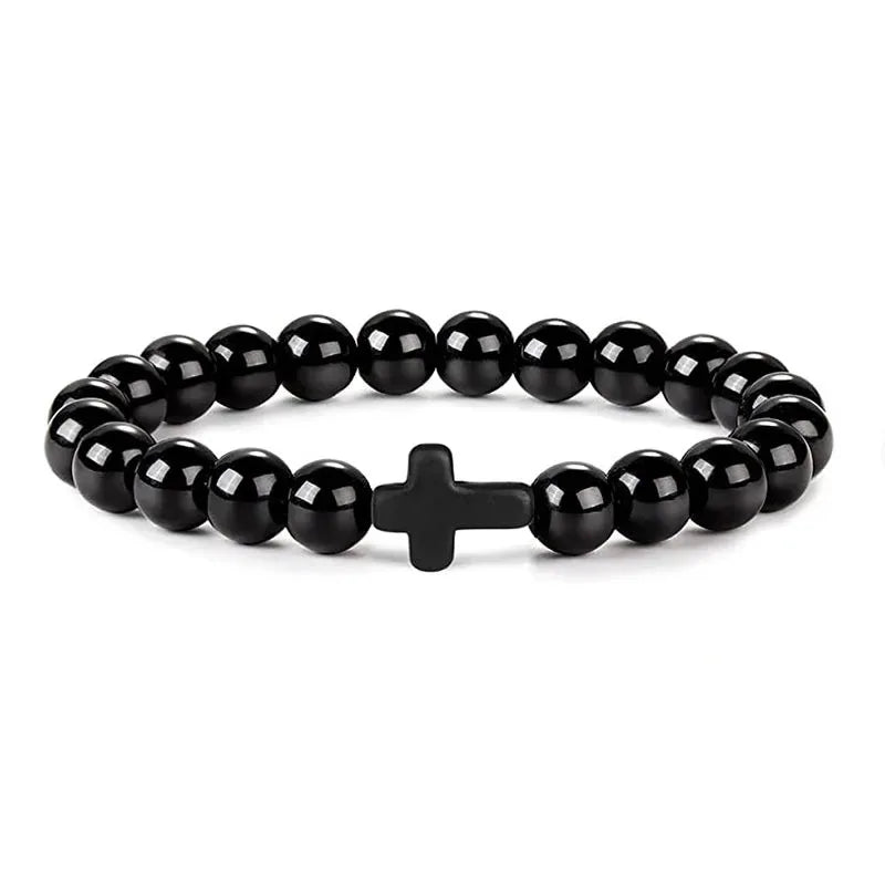 Natural Stone Wood Beads Rosary Bracelet for Meditation