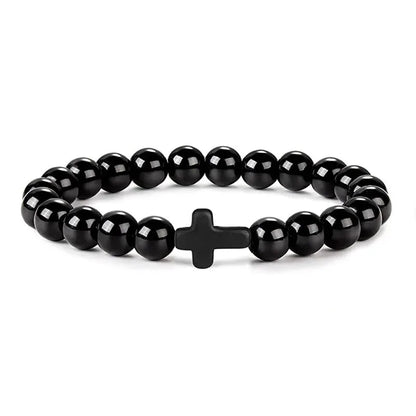 Natural Stone Wood Beads Rosary Bracelet for Meditation