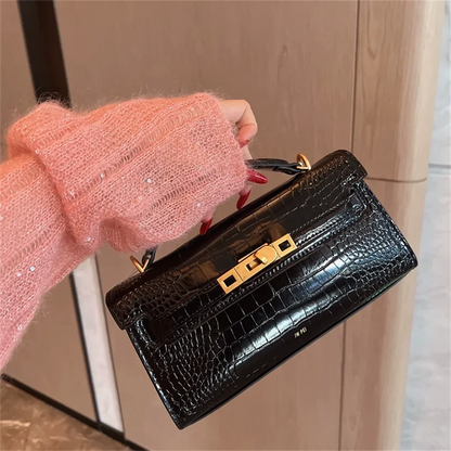 Crocodile Embossed Shoulder Bag in Pu Leather