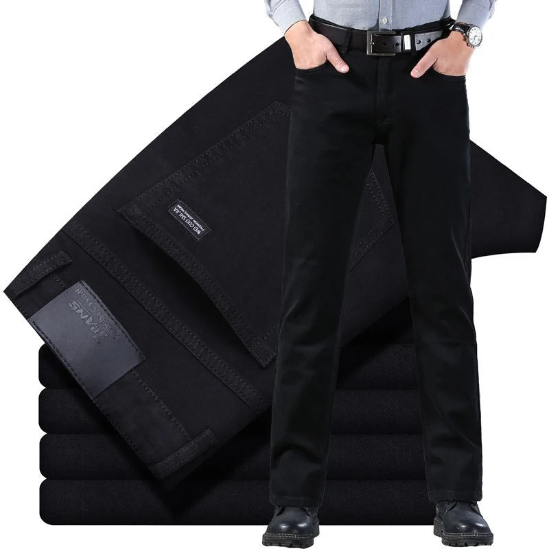 Men's Slim Black Denim Jeans with Slight Stretch