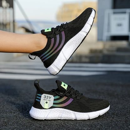 Men's Breathable Lightweight Black Running Sneakers