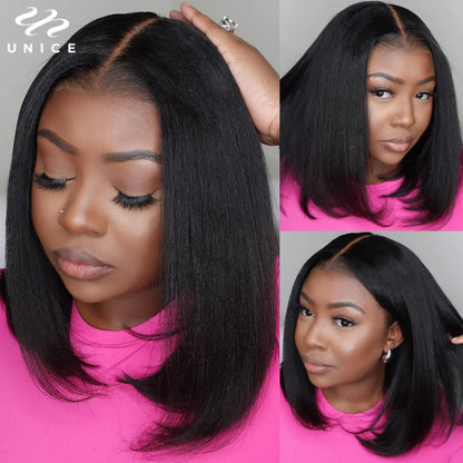 Yaki Straight Bob Wig 100% Human Hair Glueless 13x4