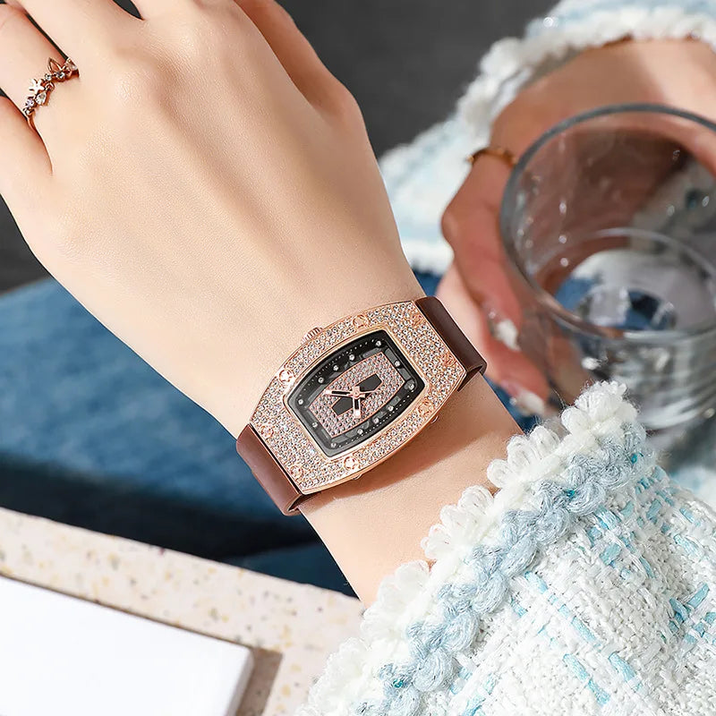 Women Silicone Jelly Quartz Tonneau Watch