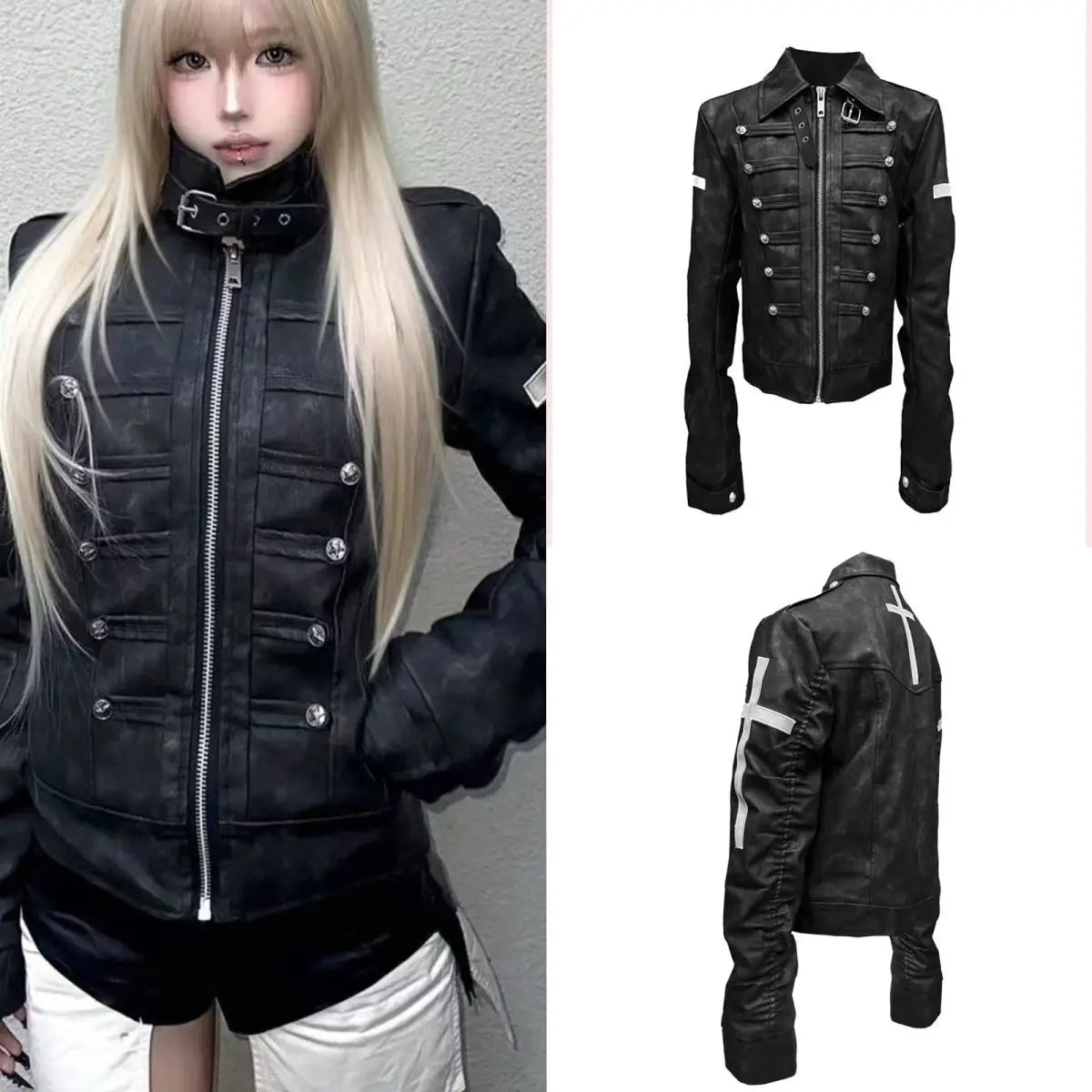 Hooded Women Zipper Sweatshirt Casual Grunge Jacket