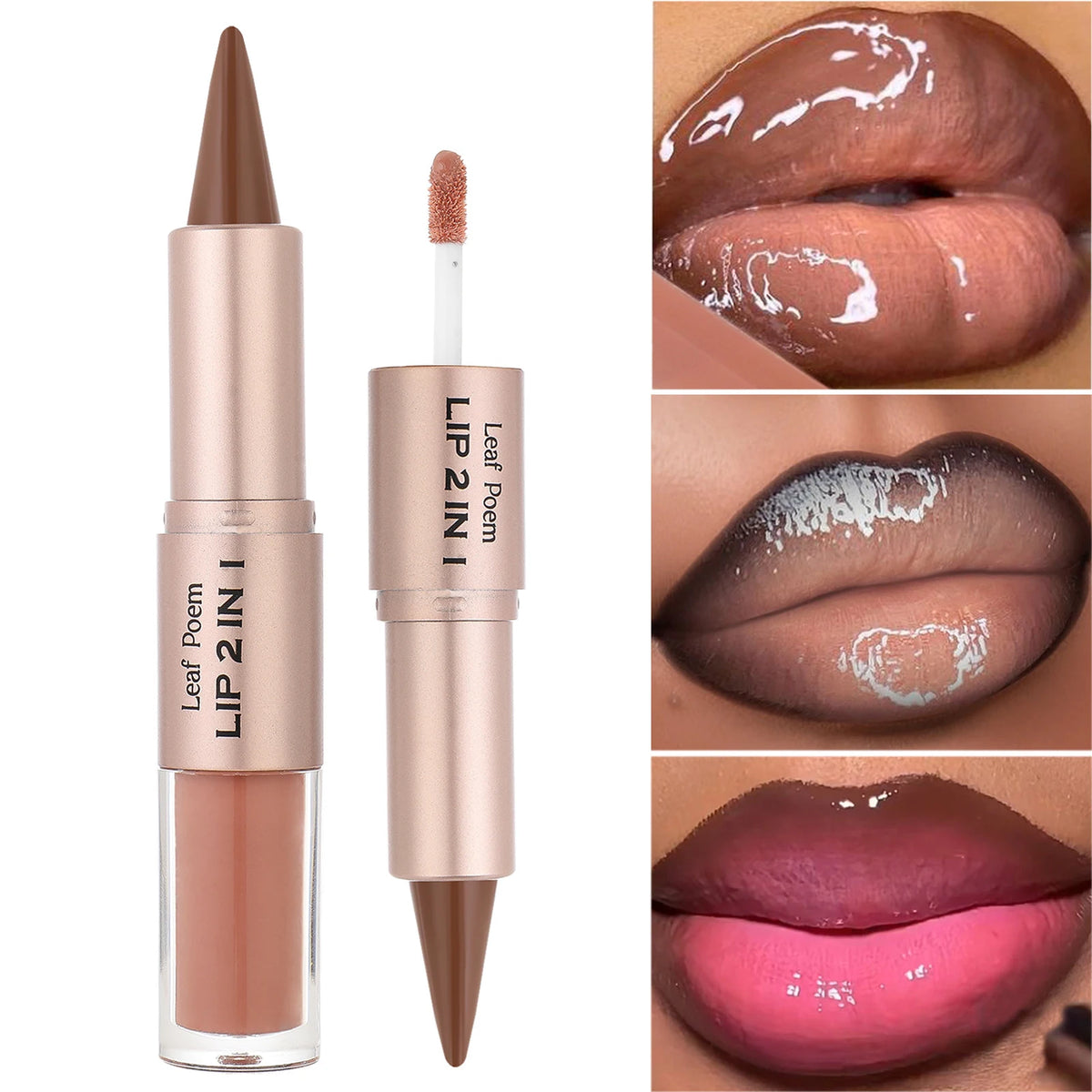 Black Brown Tapered Lip Liner and Lip Gloss Duo