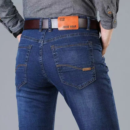 Men's Casual Straight Stretch Denim Jeans Blue Black