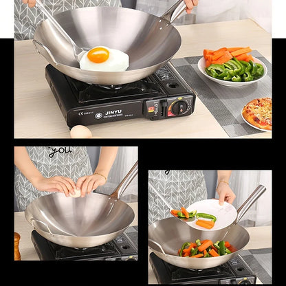 Large Stainless Steel Wok with Dual Handles 30cm