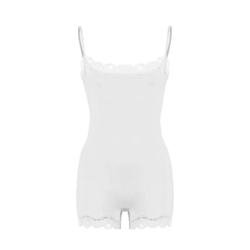 Lace Patchwork Cami Romper Women Backless Polyester
