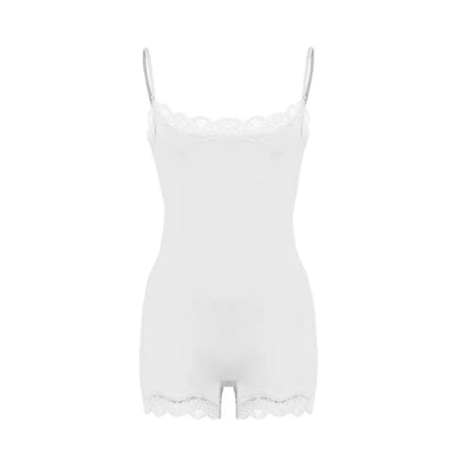 Lace Patchwork Cami Romper Women Backless Polyester