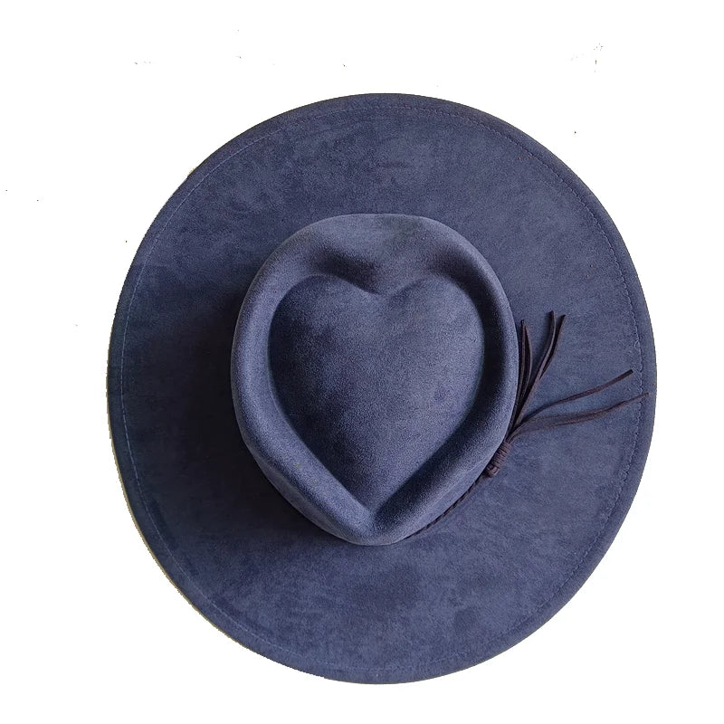 Dark Turquoise Suede Fedora Hat for Men and Women