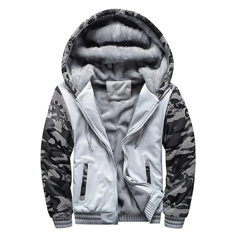 Men's Camouflage Winter Jacket Fleece Long Sleeve Coat