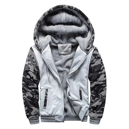 Men's Camouflage Winter Jacket Fleece Long Sleeve Coat