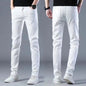 Mens Slim Fit Denim Pencil Pants Black White Stretch Jeans