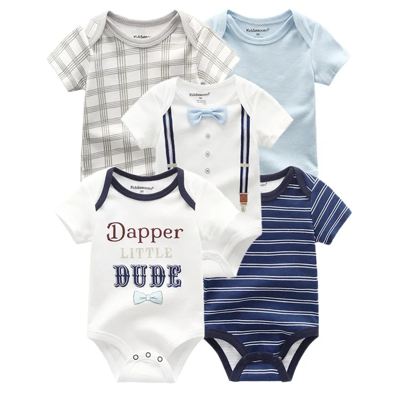 Kiddiezoom Cartoon Short Sleeve Baby Bodysuits 100% Cotton