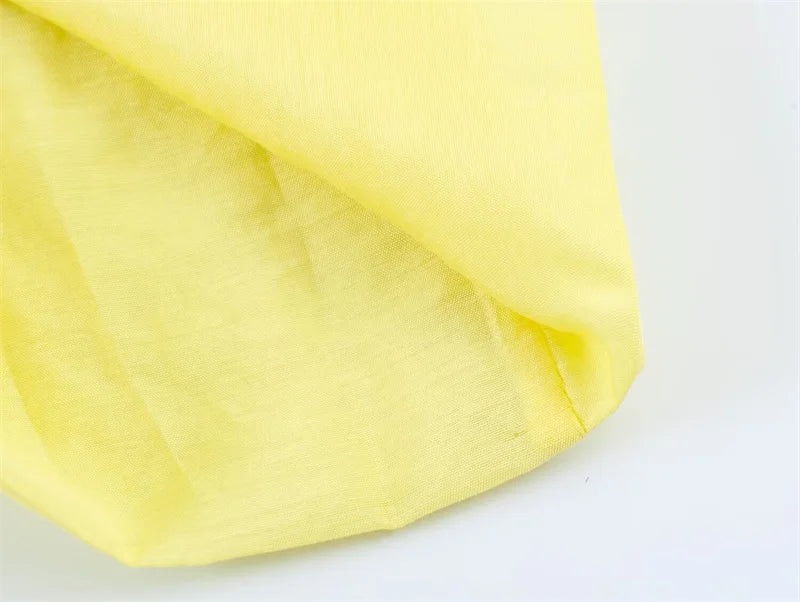 Women's Yellow Long Sleeve Shirt with Knot Decoration