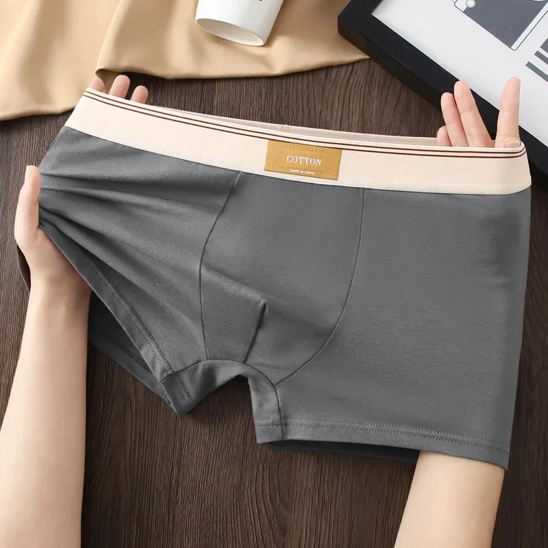 Men's Cotton Boxer Shorts 3Pcs Solid Color Set