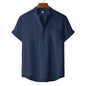 Men's Cotton Linen Short Sleeve T-Shirt Casual Beach Top