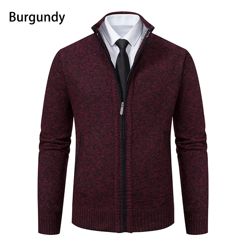 Men's Fleece Zipper Cardigan Casual Sports Coat