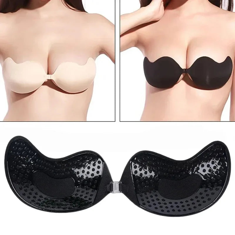 Invisible Push Up Bra Self-Adhesive Silicone Black Skin