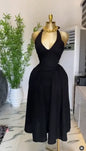 Women Halter V-neck Backless Maxi Dress Polyester