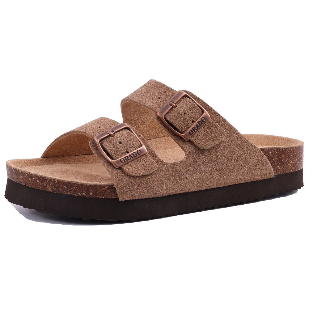 Comwarm Women's Suede Mules Slippers with Cork Insole
