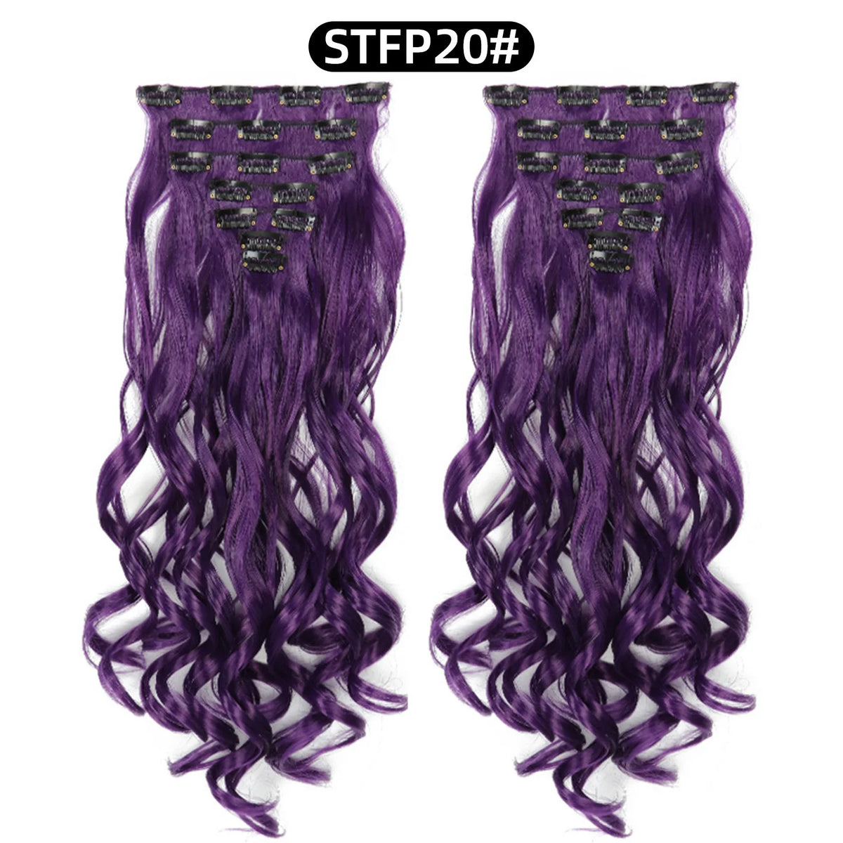 22 Inch Curly Wavy Clip In Hair Extensions Synthetic