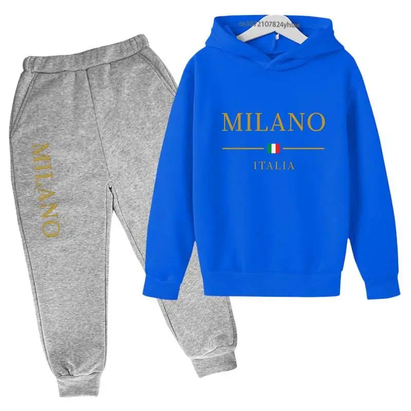 Kids Pullover Hoodie and Pants Tracksuit Set