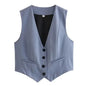 Women'S Solid Suit Vest Sleeveless Cropped Waistcoat