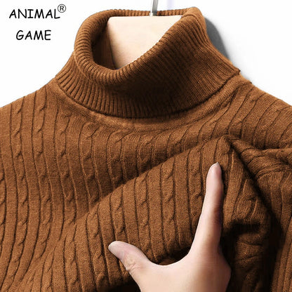 Men's Ribbed Turtleneck Sweater Casual Long Sleeve
