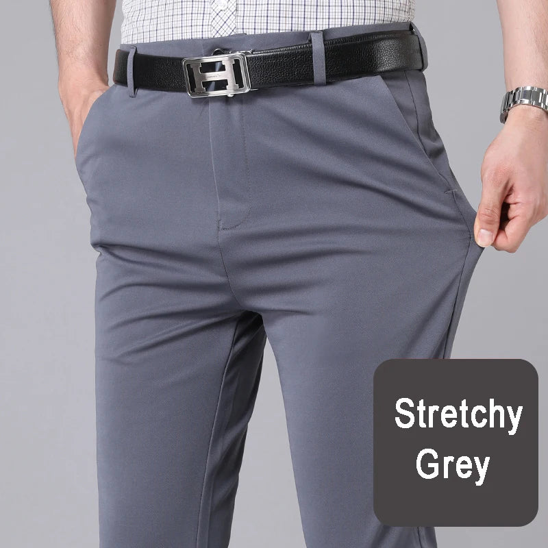 Men's Smart Casual Stretchy Fast Dry Trousers Black Navy