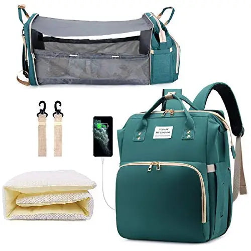 3 In 1 Waterproof Diaper Bag Backpack with USB Charge