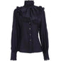 Women's Vintage Ruffle Collar Lace Trim Blouse