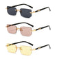 Rimless Rectangle Sunglasses for Women and Men