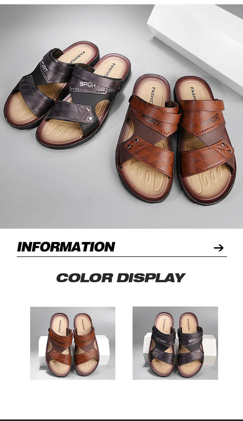Men's Casual Slip-On Leather Sandals for Summer