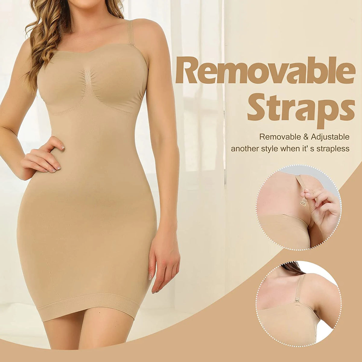 Strapless Shapewear Slip for Women Tummy Control Black Beige White