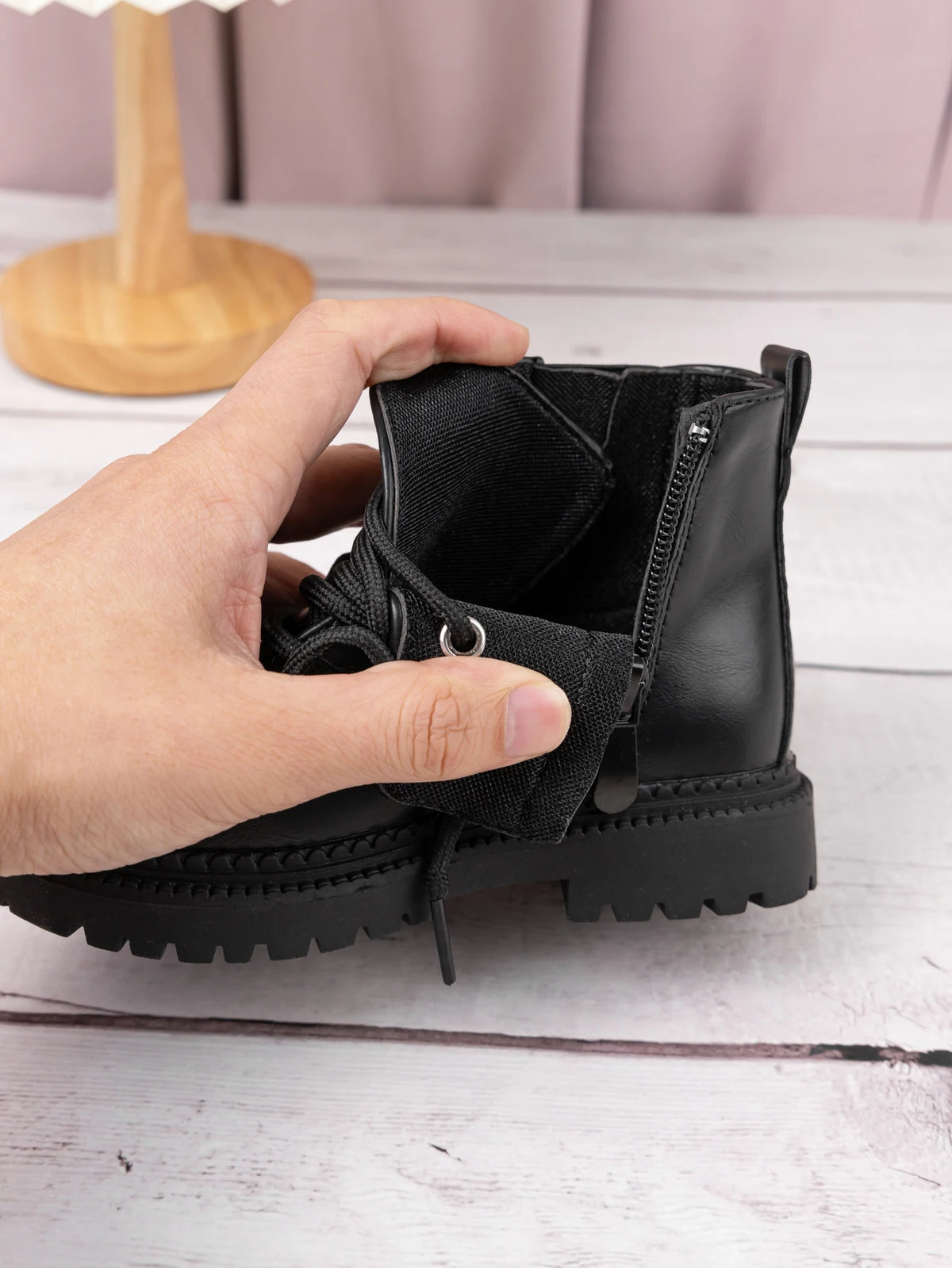Waterproof PU Leather Children's Lace-up Boots