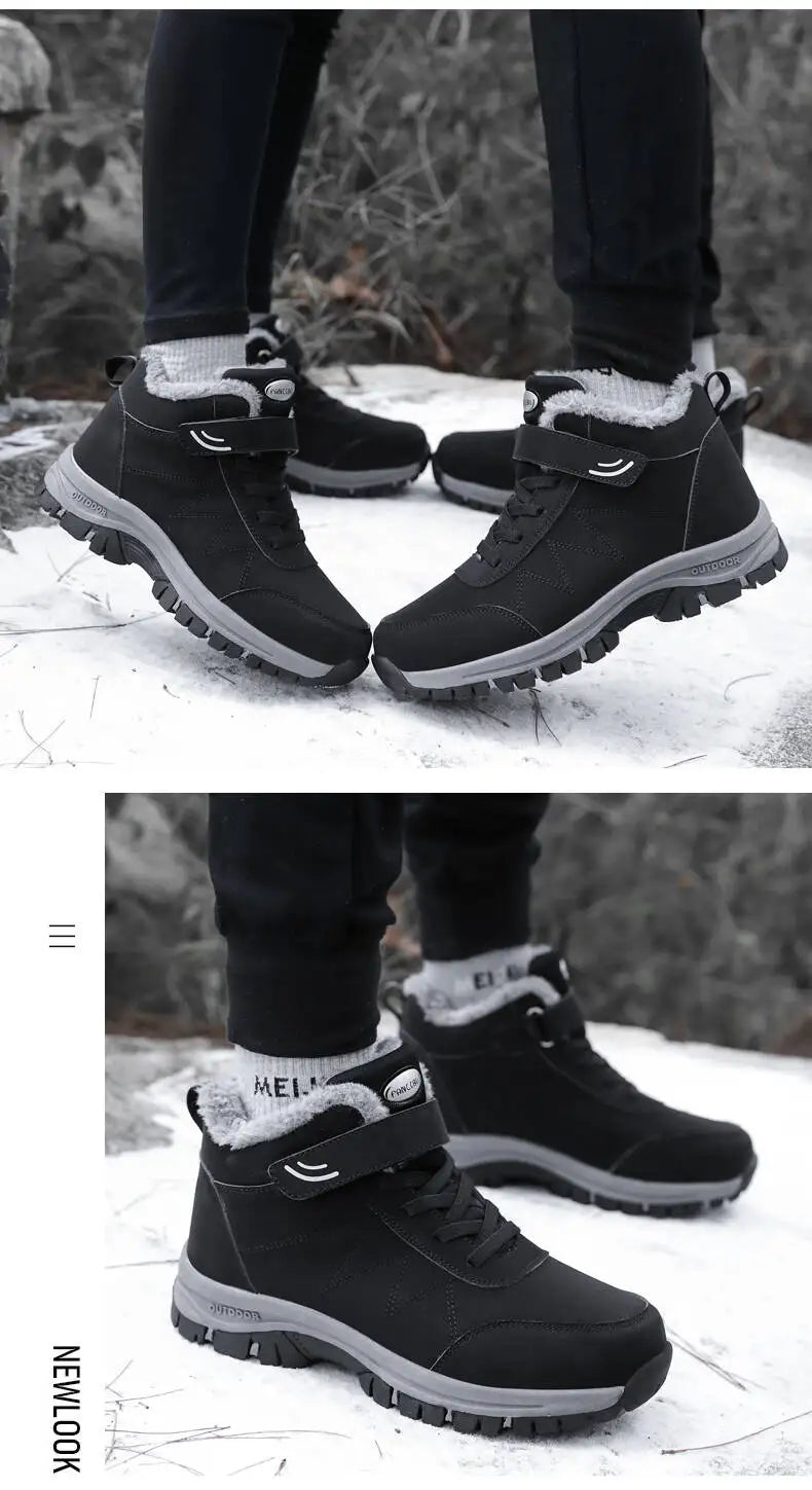 Men's Winter Ankle Snow Boots with Plush Lining
